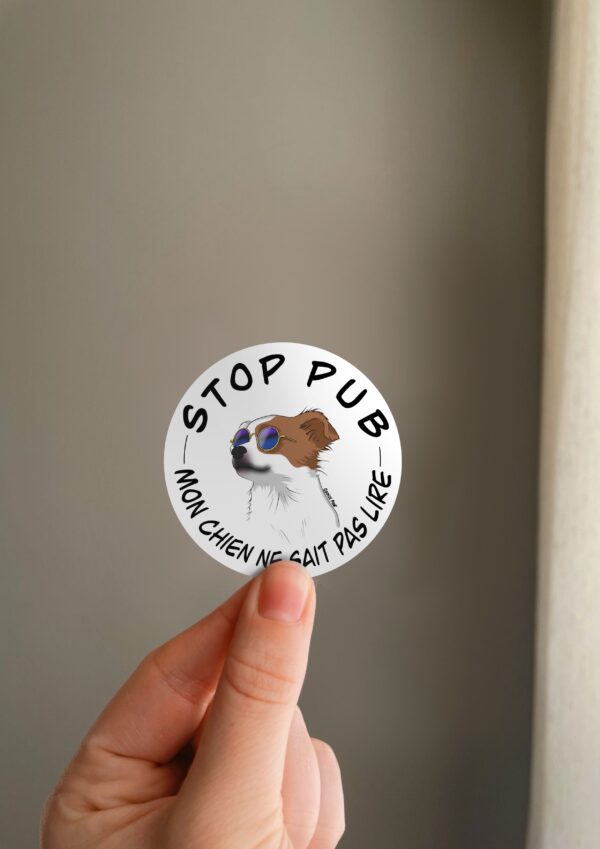 Sticker stop pub chien