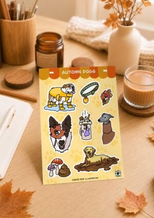Automne Dogs, planche de stickers